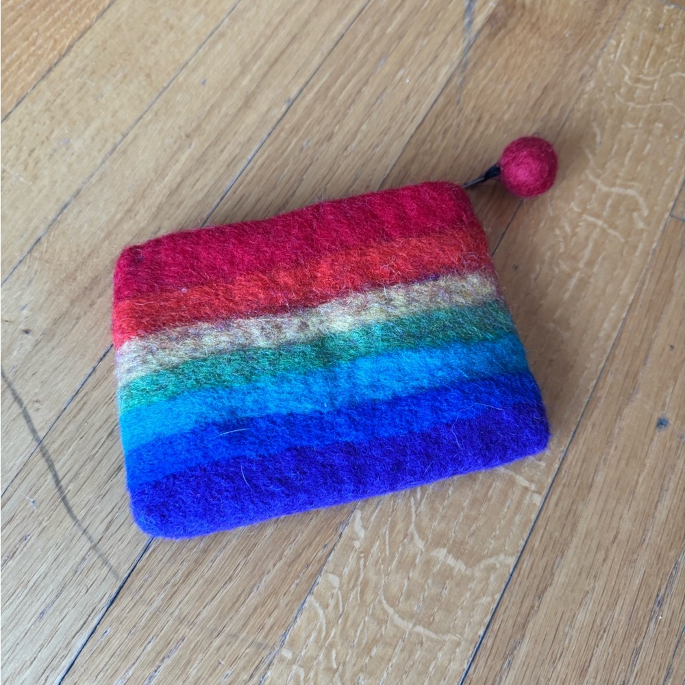 Colorful Striped Wool Pouch - Picture 2 of 3